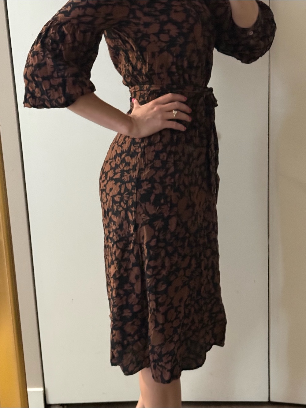 Rails Brown & Black Floral V-Neck Button-Front Dress - Picture 2 of 5